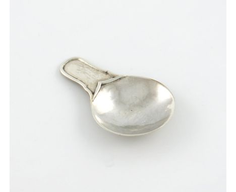 By George Hart for The Guild of Handicraft, an Arts and Crafts silver caddy spoon, London 1912, circular spot-hammered bowl, 