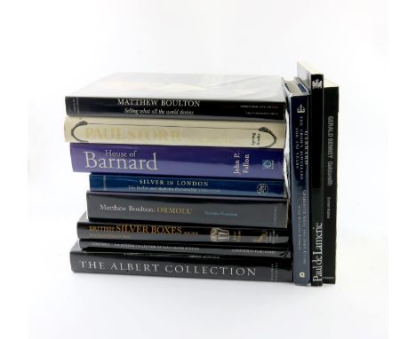 A collection of silver reference books on silversmiths, including: Paul Storr, Paul de Lamerie, The Parker and Wakelin partne