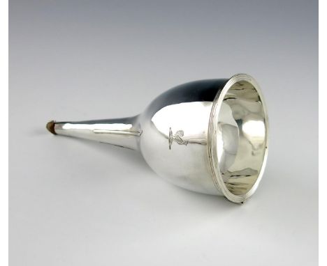 A George III silver wine funnel, by Thomas Wallis, London 1806, circular form, reeded border, with a side clip and engraved w