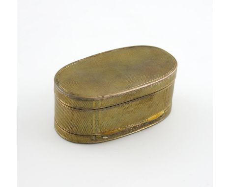 A late 18th / early 19th century gilt metal double snuff box, unmarked circa 1800, oblong form, engine-turned decoration, wit