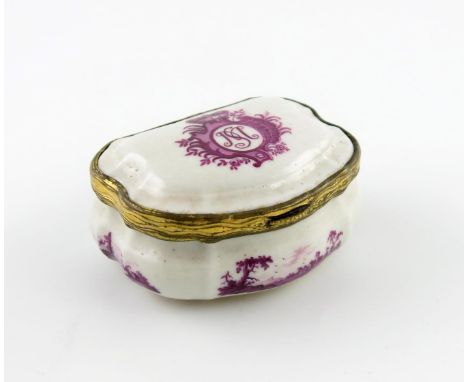 A documentary Fόrstenberg portrait snuff box, c.1770, of bombι shape, the inside cover painted perhaps by Johann Andreas Oest