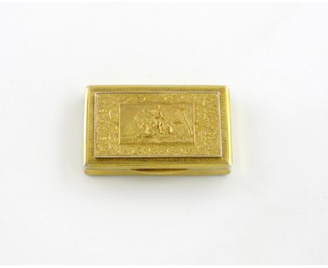 A 19th century Austro-Hungarian silver-gilt snuff box, maker's mark SES, 1840, rectangular form, plain sides and engine-turne