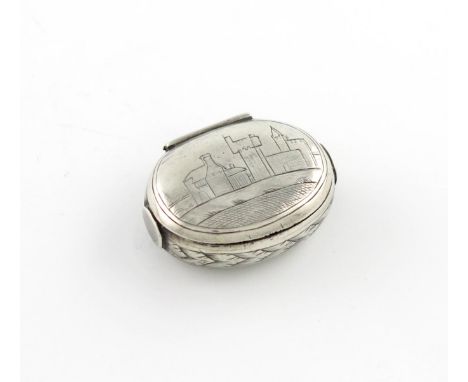A 17th century silver squeeze-action spice / snuff box, maker's mark PR crowned, circa 1680-90, oval form, the hinged cover e