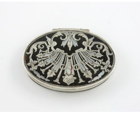 λAn 18th century silver-mounted tortoiseshell snuff box, unmarked circa 1740, oval form, silver sides, the hinged tortoiseshe