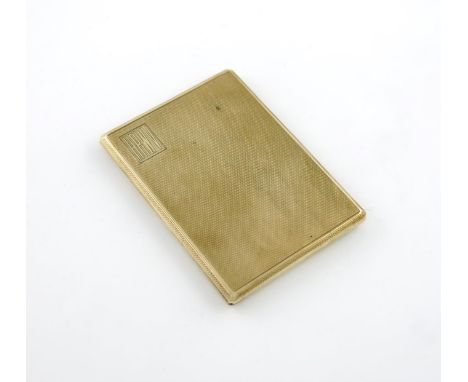 A 9 carat gold cigarette, by S. J. Rose and Son, London 1946, rectangular form, engine-turned decoration, initialled, the int