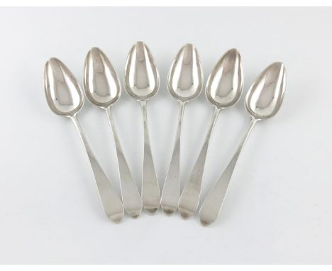 A set of six George III Scottish silver Celtic Point pattern tablespoons, possibly by John Sinclair, Edinburgh 1802, plain te