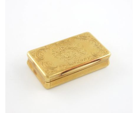 A late 19th century Swiss gold snuff box, incuse stamped O.B, Geneva circa 1890, and with later French control marks, rectang