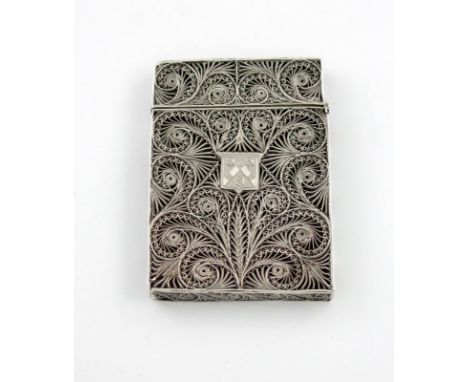 An early 19th century silver filigree card case, unmarked, Birmingham made, possibly by Nathaniel Mills, circa 1820, rectangu
