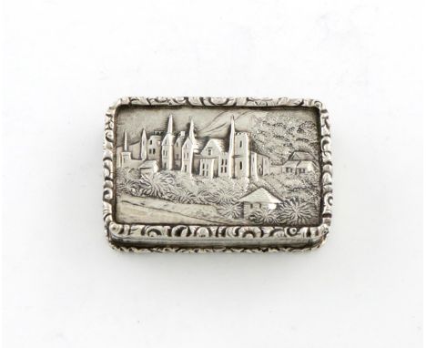 A William IV silver 'castle-top' vinaigrette, possibly an interpretation of Abbotsford House, by Taylor and Perry, Birmingham