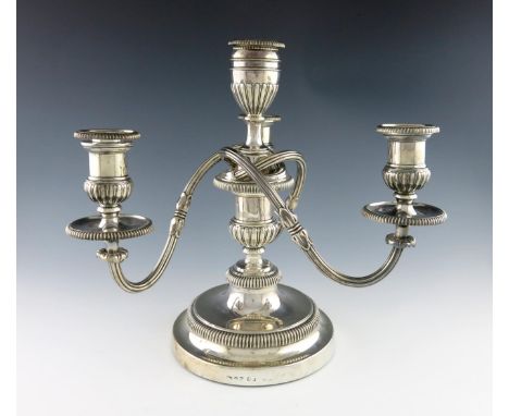 A George III silver four-light candelabrum, by Matthew Boulton, Birmingham 1809, the inside of the capitals with maker's mark