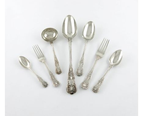 A William IV silver Queen's pattern canteen for six, by William Chawner, London 1831, the terminals initialled, comprising: s