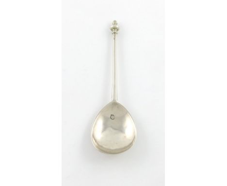 An Edward VI silver Baluster Knop spoon, by Nicholas Batholomew, London 1550, fig-shaped bowl, faceted tapering stem, baluste
