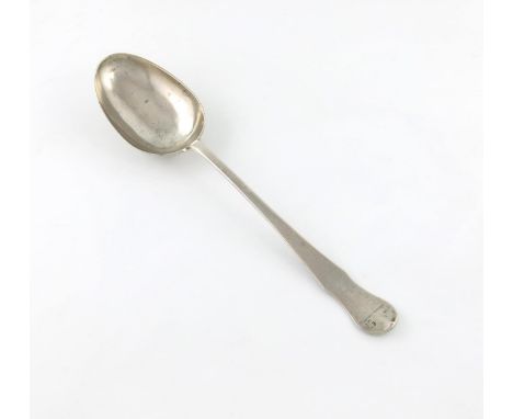 A late 18th century continental silver basting spoon, maker's mark CH or GH over C, also marked with a K and a 13, probably G