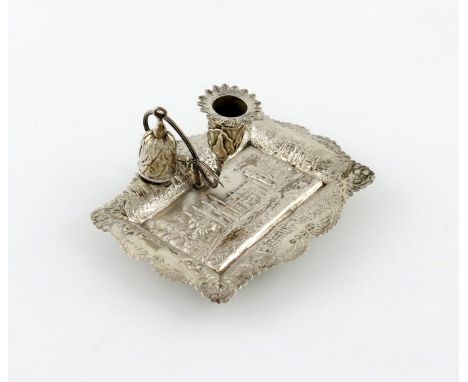 An early Victorian silver 'Castle-top' miniature chamber stick, by Taylor and Perry, Birmingham 1843, rectangular form, the c