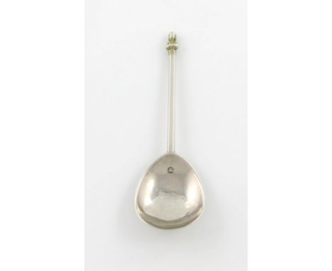 A Charles II provincial silver Maidenhead spoon, maker's mark in bowl and reverse of stem , NP (or R) conjoined, unascribed c