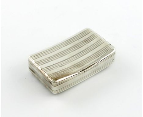A George III silver snuff box, by Thomas Harper, London 1802, shaped rectangular form, reeded decoration, plain thumb-piece, 