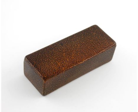 An unusual 19th century Mauchline Ware sycamore and partridge wood veneered snuff box, marks rubbed, remains of Mauchline jus