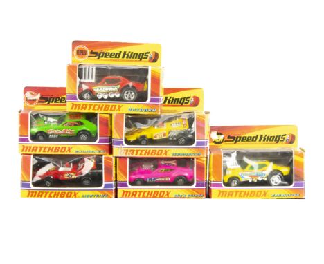 Matchbox SpeedKings, K-43 Cambuster, K-35 Lightning, K-34 Thunderclap, K-39 Milligans Mill, K-38 Gus's Gulper, K-44 Bazooka, 