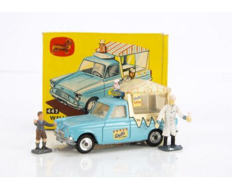 A Corgi Toys 447 Wall's Ice Cream Van, blue/cream Ford Thames Van, spun hubs, salesman and boy figures, in original box, no i