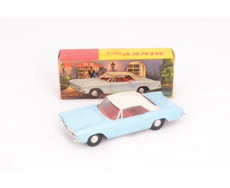 Hong Kong Dinky Toys 57/001 Buick Riviera, light blue body, cream roof, red interior, cast wheels, in original box, E, a few 