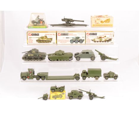 Dinky, Corgi &amp; Other Military Diecast, including Dinky Toys 674 Austin Champ, plastic hubs, Corgi 906 Saladin Armoured Ca