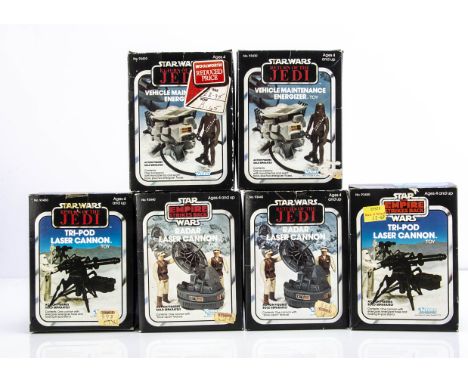 Vintage Star Wars ESB &amp; ROTJ Accessories, Radar Laser Cannon (2), Vehicle Maintenance Energizer (2), Tri-pod Laser Cannon