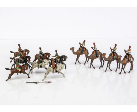 Britains 1st version mounted figures comprising British Indian Army set 66 1st Bombay Lancers officer and troopers (3),  offi
