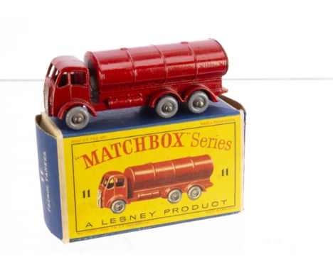 A Matchbox Lesney 1-75 Series 11b ERF Road Tanker, red body, silver trim, rear 'Esso' decal, GPW, in original type D1 box, E,