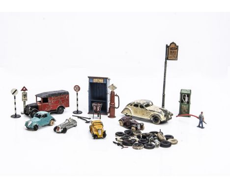 Pre-War Dinky Toys &amp; Other Items, including 30a Chrysler Airflow Saloon, cream body, blue smooth hubs, 34b Royal Mail Van