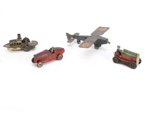 Tinplate Penny Toys, Hess for Bing Paddle Steamer, as shown in the 1901 Bing catalogue, French Monoplane, blue body, french A