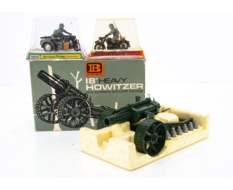 Britains Military Diecast, 9740 18" Heavy Howitzer with shell case and six shells, 9681 German Army Combination, 9679 German 