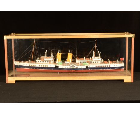 A beautifully made ⅛ = 1ft scale model of Paddle Steamer 'Waverley', constructed by renowned ship modeller Colin Freeman to a