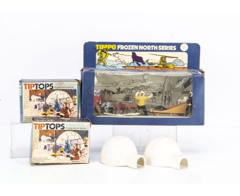 Timpo Toys Frozen North series comprising window box set with Eskimos and sled,  VG in G, slightly worn box, and TipTops seri