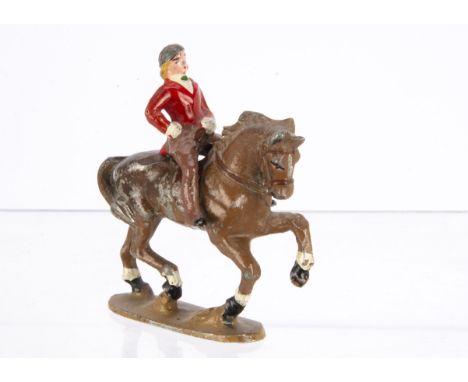 Wend-al of Blandford aluminium rare Equestrienne figure in Hunting pink,  horse F, figure VG,  