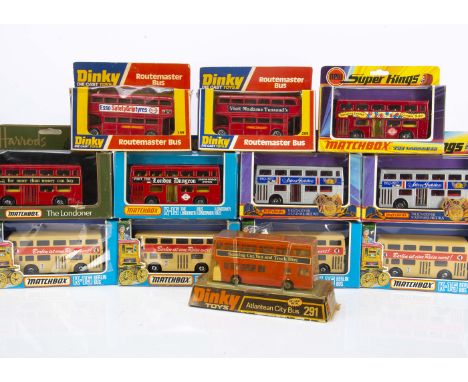 Dinky Toys &amp; Matchbox Super kings Buses, including Dinky Toys 289 Routemaster 'Madame Tussaud's', 'Esso' (2), 291 Atlante