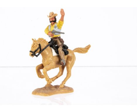 Timpo Toys rare last version mounted Wild West Sheriff in yellow shirt with light blue waistcoat, VG, 