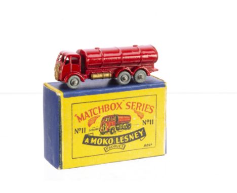 A Matchbox Lesney 1-75 Series 11a ERF Road Tanker, red body, gold trim, large rear 'Esso' decal, MW, in original type B1 box,