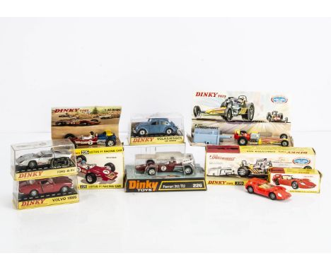 Dinky Toy Racing &amp; Sports Cars, 225 Lotus F1 Racing Car, 226 Ferrari 312/B2, 370 Dragster Set, 217 Alfa Romeo O.S.I Scara