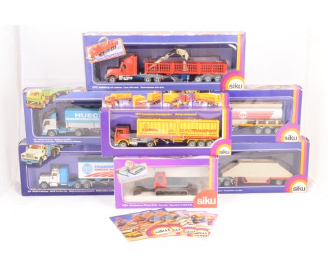 1980s Siku 1:55 Commercial Vehicles, 3416 Volvo Tanker, 3116 Volvo Semi-Trailer, 3111 Container-Transporter, 3420 Bottom Hopp