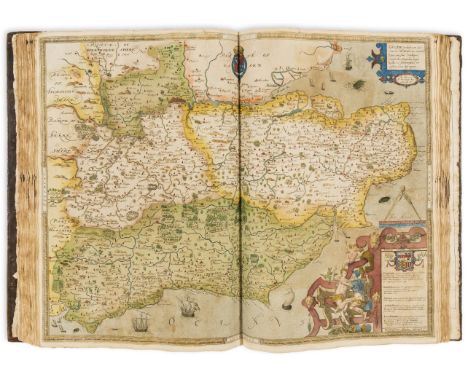 Atlases.- Saxton (Christopher) [An Atlas of England and Wales], first edition, engraved frontispiece depicting Queen Elizabet