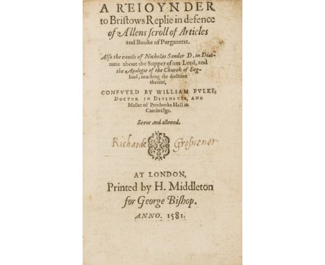 Fulke (William) A Rejoynder to Bristows replie in defence of Allens scroll of articles and booke of purgatorie. Also the caui