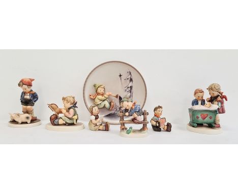 Collection of Goebel porcelain, comprising a first edition Four Seasons plate 'Winter' 1996 and a group of six Hummel figures