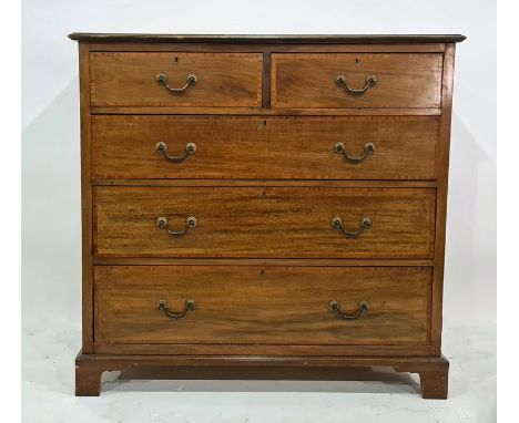 19th century walnut and satinwood banded chest of two short over three long drawers, bracket feet, 106cm x 102cmCondition Rep
