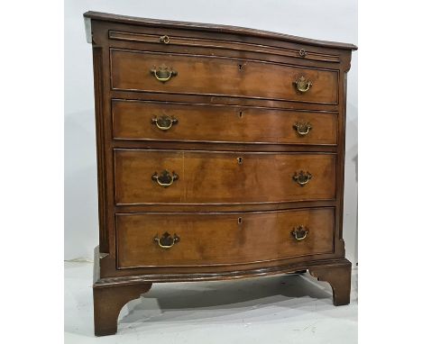 20th century mahogany serpentine-fronted bachelor's chest, the moulded edge above brushing slide and four drawers, to bracket