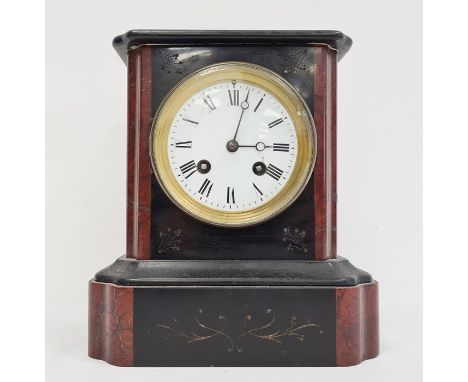 19th century marble mantel clock with Roman numerals on an enamel dialCondition ReportThe clock has a pendulum, the springs a