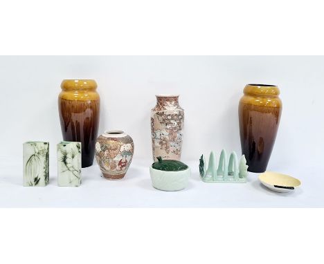 Three pieces of Carltonware, a pair of studio pottery vases by Carn Pottery, Penzance, two various Satsuma pottery vases and 