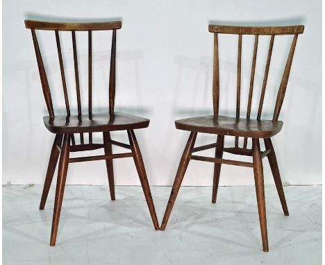 Set of four Ercol elm seated stickback chairs (4) 