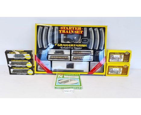 Quantity of train to include N gauge scale railway kits, N gauge track, N gauge rolling stock, N gauge Graham Farish model lo