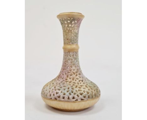 Worcester 'Grainger & Co' small reticulated bottle-shaped vase, circa 1900, printed green marks, shape number 101, pierced wi