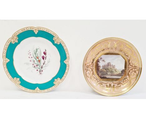 Worcester 'Barr, Flight &amp; Barr' topographical saucer dish, circa 1815, printed and impressed marks, painted with a view o